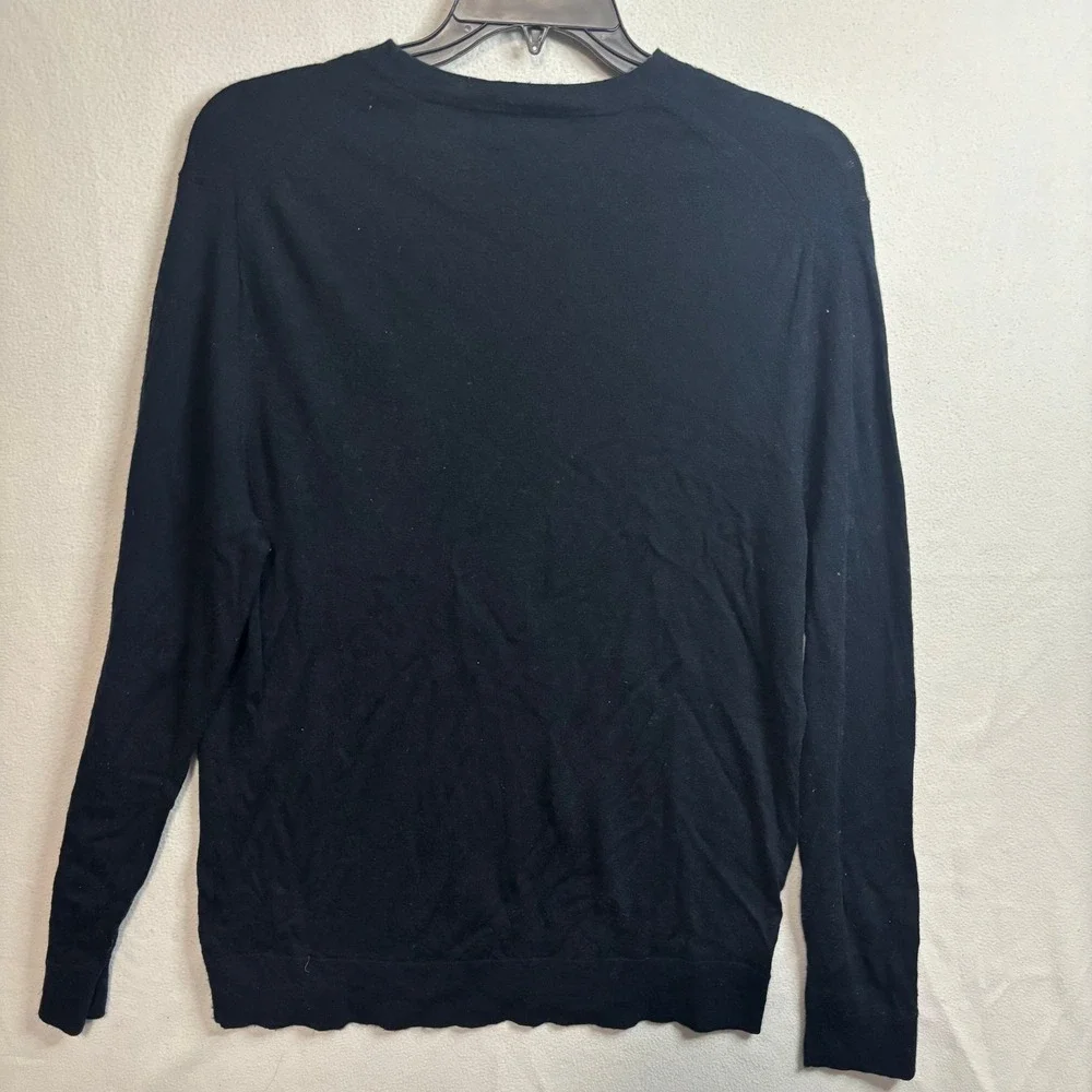 Banana Republic Mens XL Black 100% Merino Wool Crewneck Sweater Lightweight Knit